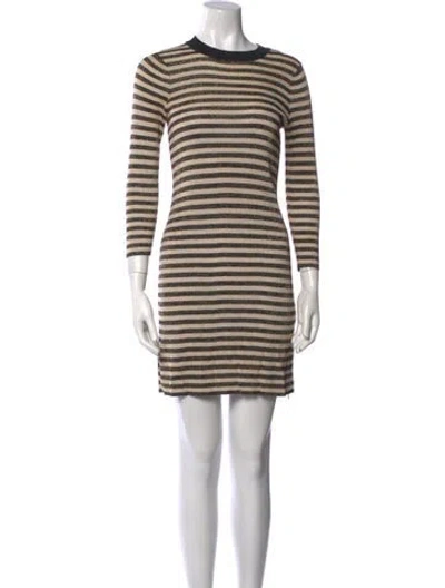 Pre-owned Sandro Striped Mini Dress In Neutral