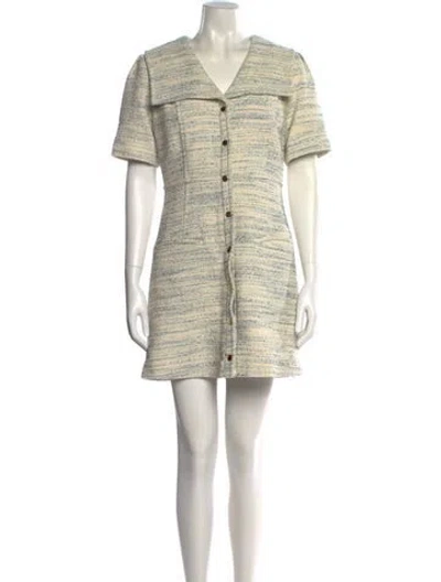 Pre-owned Sandro Striped Mini Dress In Neutral