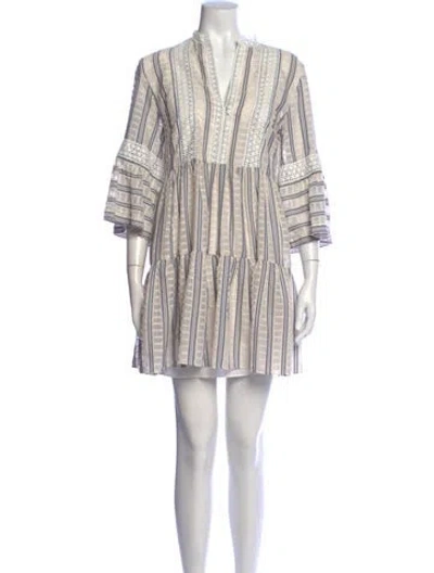 Pre-owned Sandro Striped Mini Dress In Neutrals