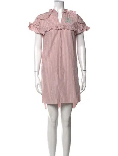 Pre-owned Sandro Striped Mini Dress In Pink