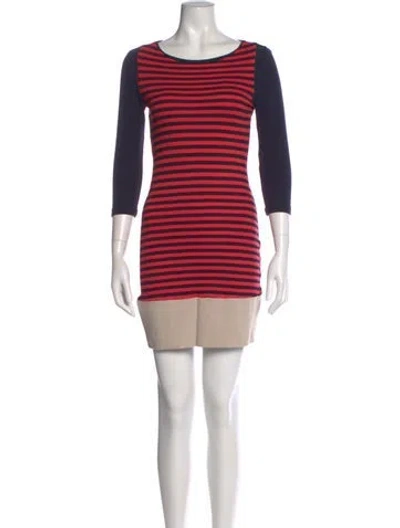 Pre-owned Sandro Striped Mini Dress In Red