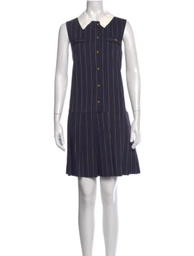 Pre-owned Sandro Striped Mini Dress W/ Tags In Blue