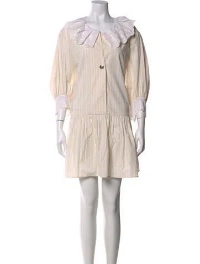 Pre-owned Sandro Striped Mini Dress W/ Tags In Neutral