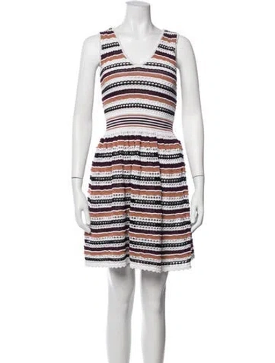 Pre-owned Sandro Striped Mini Dress In White