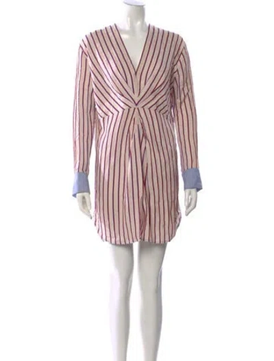 Pre-owned Sandro Striped Mini Dress In White
