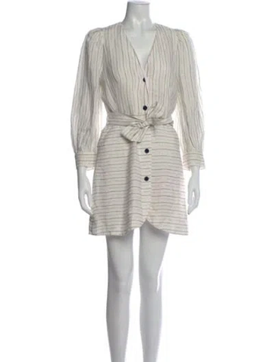 Pre-owned Sandro Striped Mini Dress In White