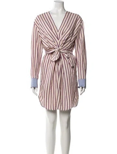 Pre-owned Sandro Striped Mini Dress In White