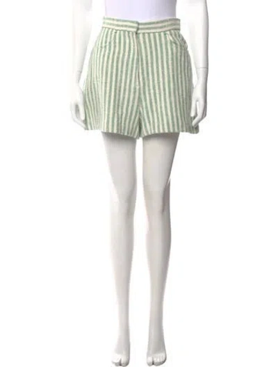 Pre-owned Sandro Striped Mini Shorts In Green/white