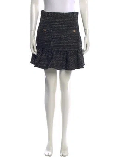 Pre-owned Sandro Striped Mini Skirt In Black