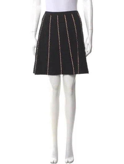Pre-owned Sandro Striped Mini Skirt In Black
