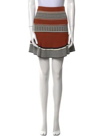 Pre-owned Sandro Striped Mini Skirt In Brown