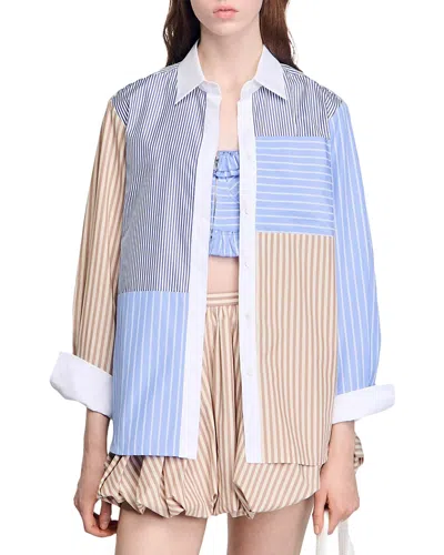 SANDRO STRIPED MIX SHIRT
