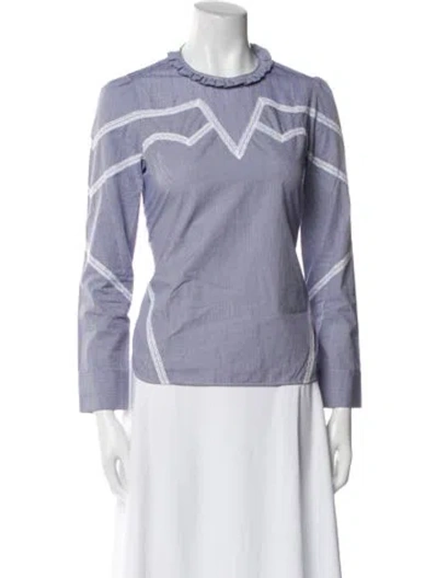 Pre-owned Sandro Striped Mock Neck Top In Blue