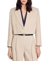 SANDRO STRIPED ONE BUTTON CROP BLAZER