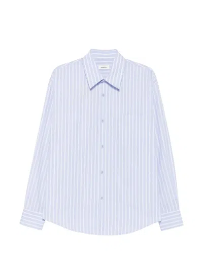 Sandro Striped Oversized Shirt In Blue
