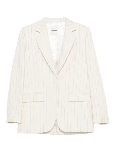 Sandro Striped-pattern Blazer In Neutral