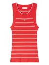 Sandro Striped-pattern Logo-plaque Tank Top In Red