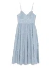 Sandro Striped-pattern Sequin-detail Midi Dress In Blue