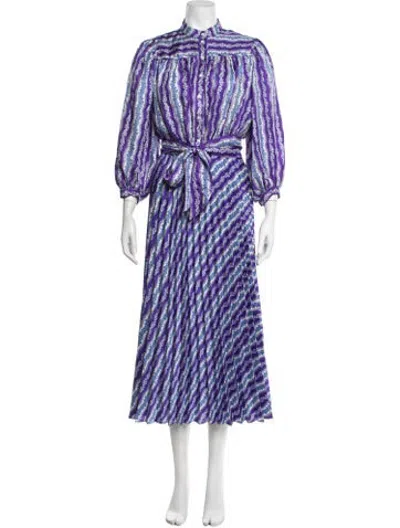 Pre-owned Sandro Striped Pleated Accents Skirt Set In Purple