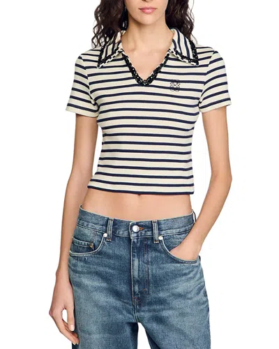 SANDRO STRIPED POLO SHIRT