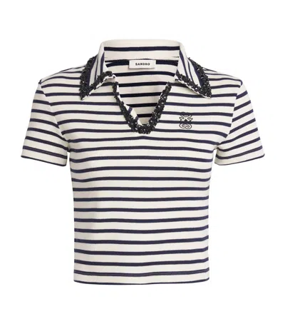 SANDRO STRIPED POLO TOP