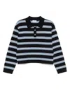 Sandro Striped Polo Top In Blue