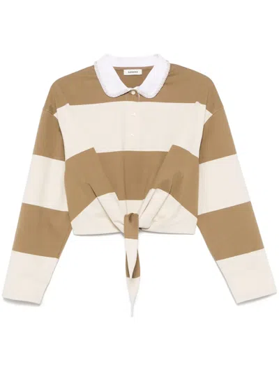Sandro Federica Striped Rugby Shirt In Beige