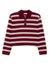 Sandro Striped Polo Top In Red