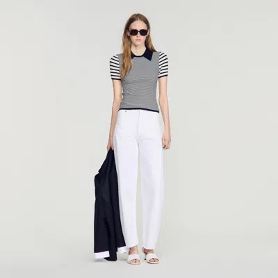 Sandro Striped Polo-style Sweater In Multi
