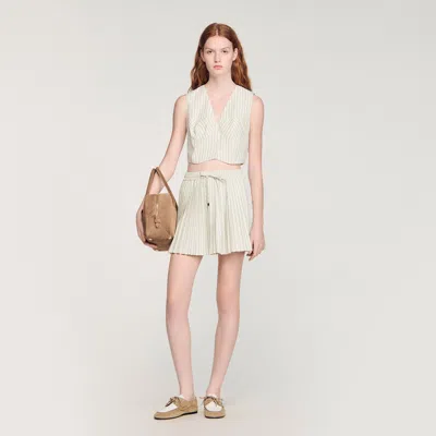 Sandro Striped Rhinestone Crop Top In Multi