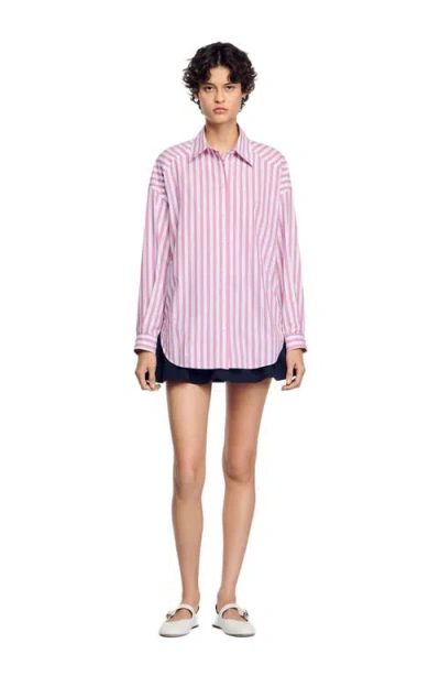 SANDRO SANDRO STRIPED RHINESTONE SHIRT