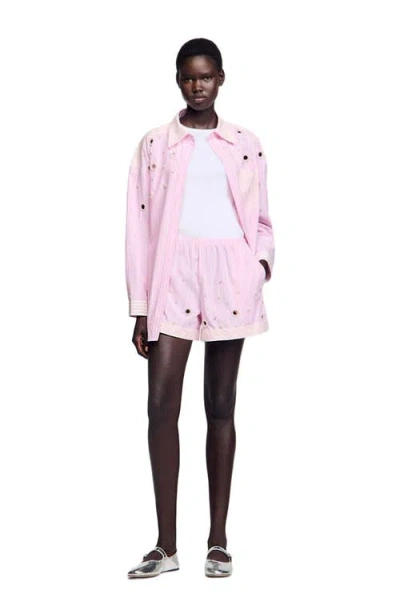 SANDRO SANDRO STRIPED RHINESTONE SHIRT