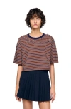 Sandro Striped Rhinestone T-shirt In Multi