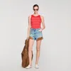 Sandro Striped-pattern Logo-plaque Tank Top In Red