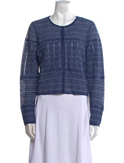 Pre-owned Sandro Striped Scoop Neck Sweater In Blue