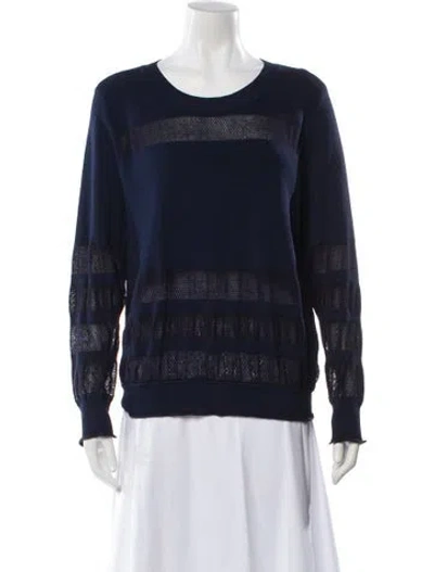 Pre-owned Sandro Striped Scoop Neck Sweater In Blue