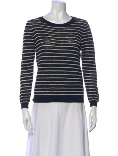 Pre-owned Sandro Striped Scoop Neck Sweater In Blue