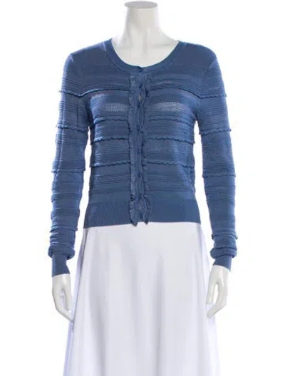 Pre-owned Sandro Striped Scoop Neck Sweater In Blue