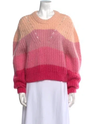 Pre-owned Sandro Striped Scoop Neck Sweater In Pink