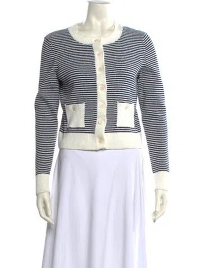 Pre-owned Sandro Striped Scoop Neck Sweater In White