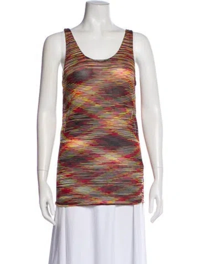 Pre-owned Sandro Striped Scoop Neck Top In Red