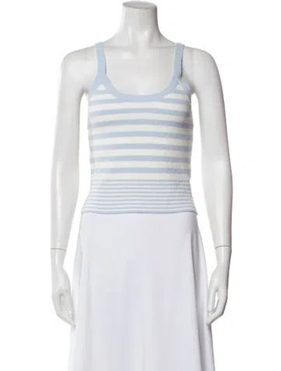 Pre-owned Sandro Striped Scoop Neck Top W/ Tags In White