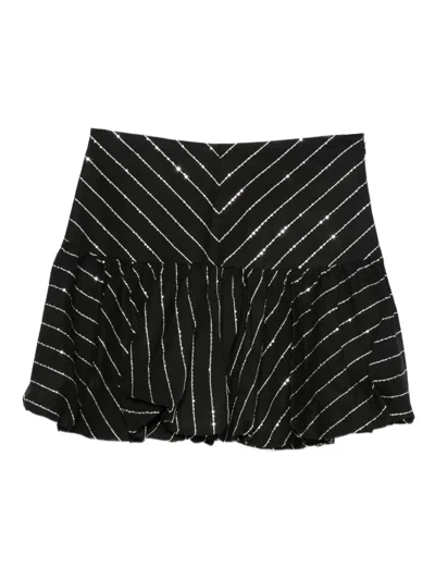 Sandro Striped Sequin-embellished A-line Skirt In Black