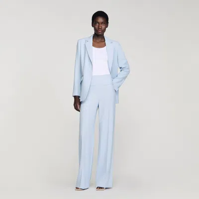 Sandro Striped Sequin Trousers In Blue