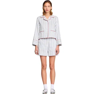 Sandro Striped Shirt In Blue