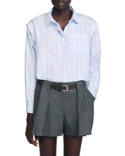 Sandro Striped Shirt In Blue