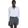 Sandro Cotton Buttoned-shoulder Shirt In Blue