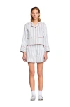 Sandro Bellissima Striped Button-front Shirt In Blue/ecru