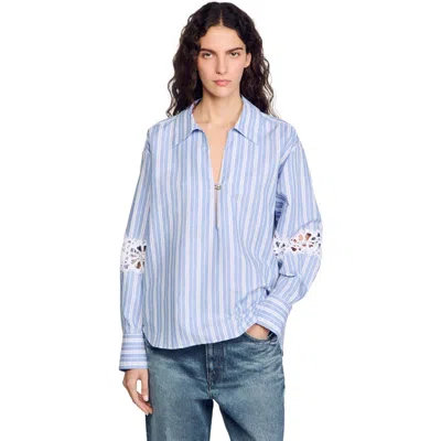Sandro Striped Shirt In Blue