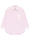Sandro Womens Roses Embellished Striped Cotton Shirt In Pink